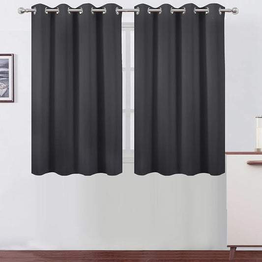LEMOMO Dark Grey Thermal Blackout Curtains/52 x 45 Inch/Set of 2 Panels Room by Lemomo