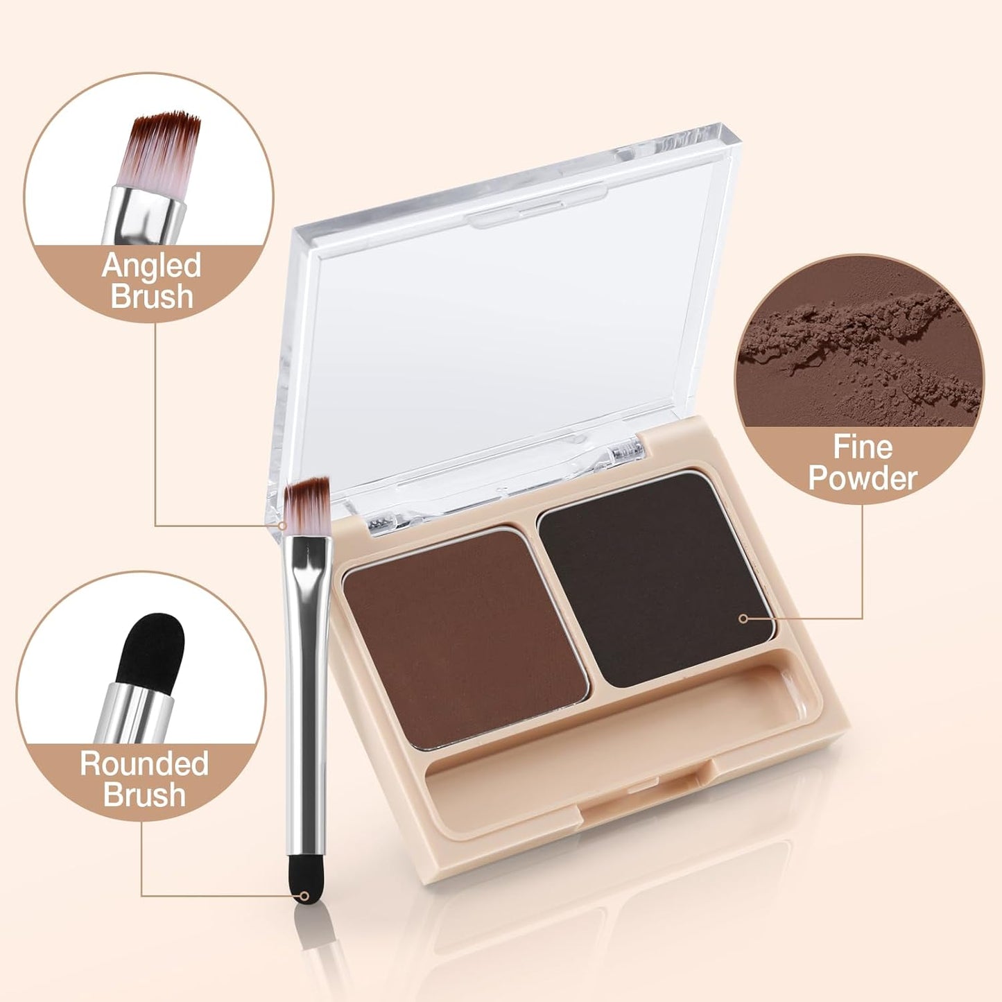 Boobeen 2-Color Eyebrow Palette, Brow Powder Makeup for Sculpting and Defining Brow, Eye Contour Kit with Brush Applicator