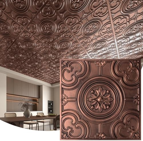 WOWSTAR 12-Pack 24"x24" Drop Ceiling Tiles, Waterproof Glue up Ceiling Panels by WOWSTAR