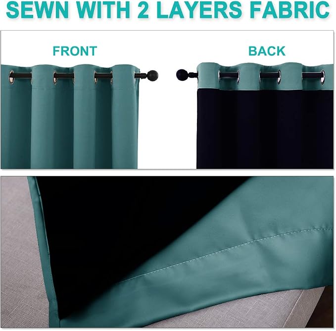 NICETOWN 100% Blackout Blinds, Sea Teal, Laundry Room Decor Window Treatment - Image 5