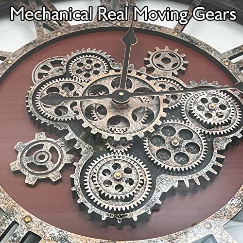27" Original Moving Gears Wall Clock, Large Industrial Wall Clock - Image 2