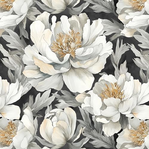 Safiyya Peel and Stick Wallpaper Black and White Floral Contact Paper Peel and by SAFIYYA