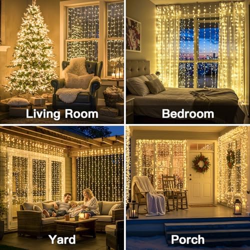 suddus Curtain Lights for Bedroom Backdrop 300 LED Plug in 9.8x9.8ft - Image 4