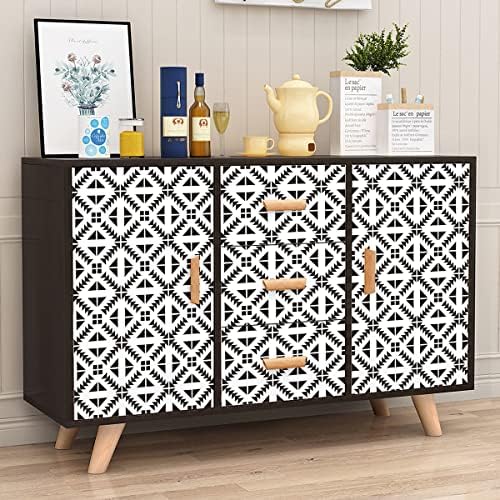 Jeweluck Black and White Geometric Peel and Stick Wallpaper 17.7” × 393.7” - Image 3