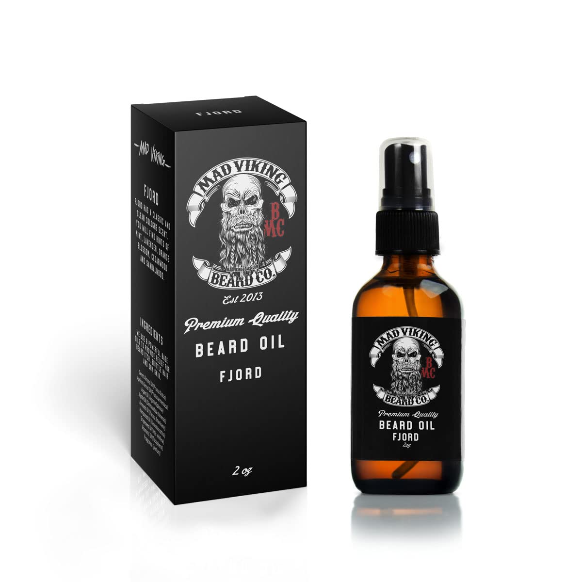 Mad Viking Fjord Beard Oil - Hydrate, Soften And Grow Your Beard Naturally. Fight Itch And Dandruff With A Crisp Yet Woodsy Mint, Orange, Cedarwood & Sandalwood Scent. Made In The USA - 2oz