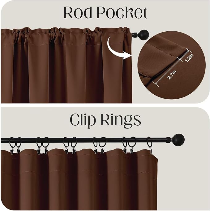 CUCRAF Brown Blackout Curtains 84 inch Length 2 Panels Set, Rod Pocket Room - Image 2