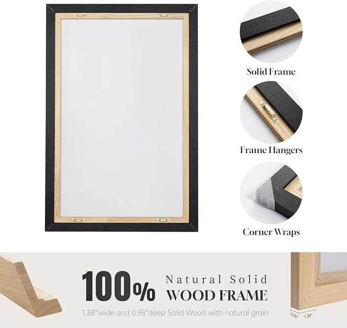 Large Framed Black and White Abstract Wall Art - Image 6