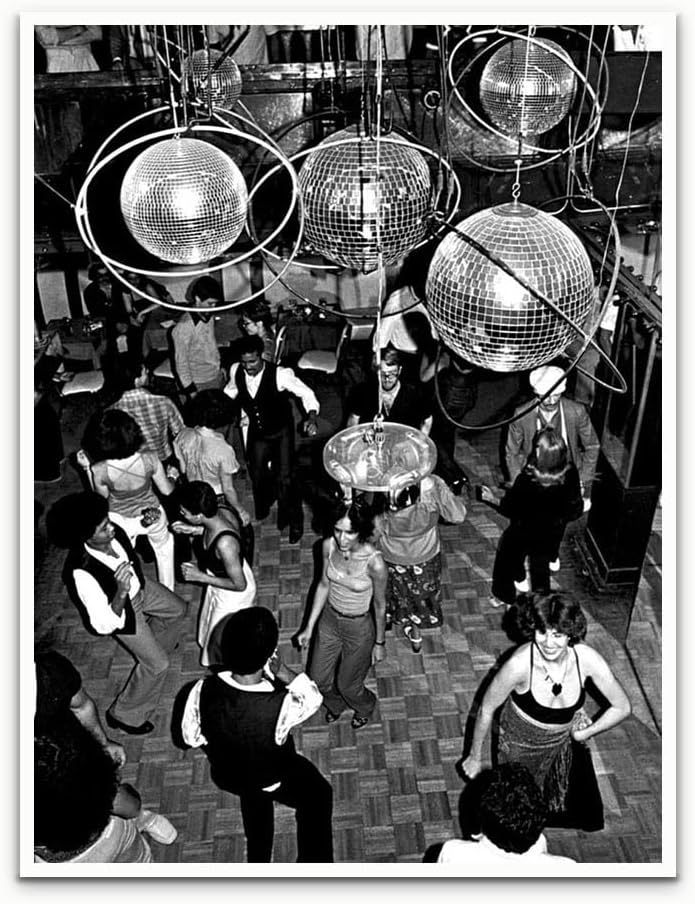 Disco Party Poster Black and White Vintage Poster Retro Wall Art Disco Ball by Unknown