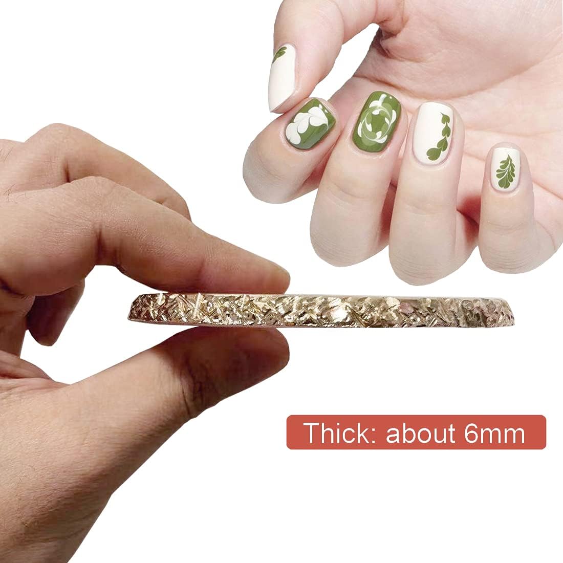 Resin Nail Art Palette, Nail Painting Mixed Color Palette, Gilded Edge Nail Gel Color Makeup Display Board Pallet (Green)