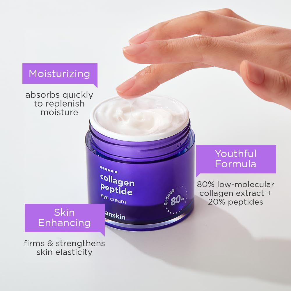 Hanskin Collagen Peptide Eye Cream (80ml). Made with 80% Collagen Extract and 20% Peptide. Advanced Anti-Aging Formula to Repair Skin from Wrinkles and Fine Lines Around the Eyes.