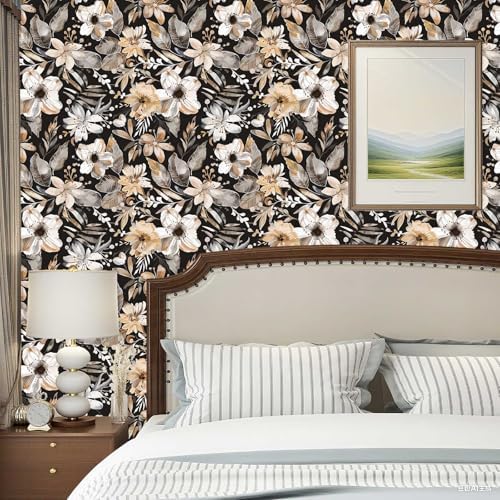 Vintage Black Floral Peel and Stick Wallpaper 17.7" x 124" - Image 4