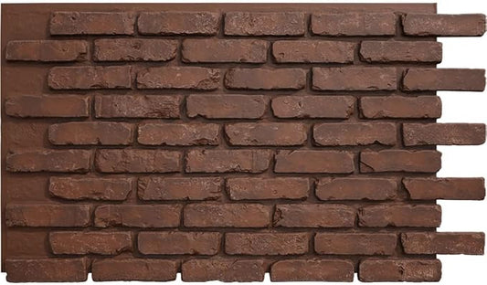 EverStone Aged Brick Faux Brick Panel, 46 7/8"W x 27"H x 1 1/4"D, Pizzeria Color by EkenaMillwork