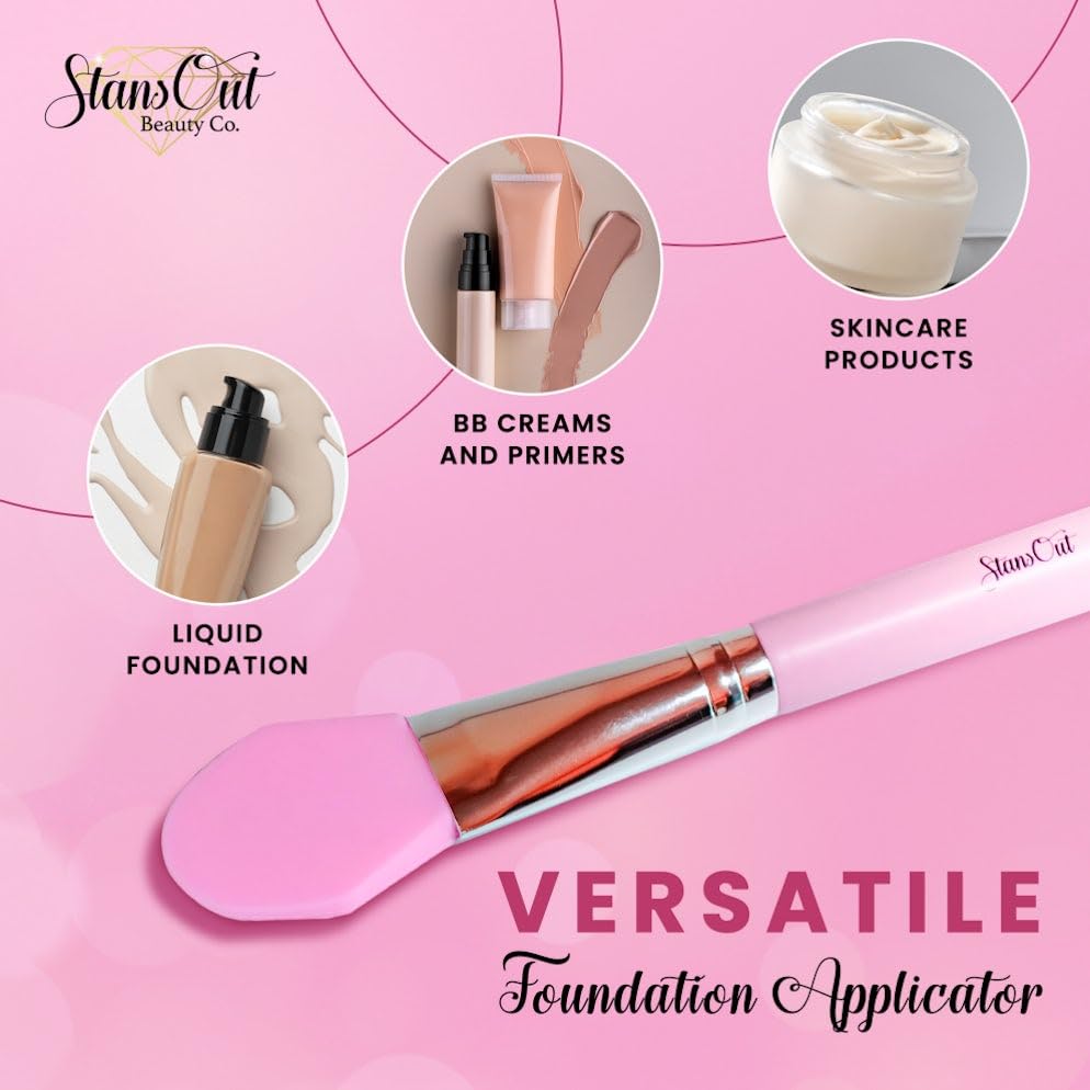StansOut Foundation Applicator - Liquid Foundation Brush, for Cream or Powder - Easy to Clean - Travel-Friendly, Durable - Ideal for Professional Makeup Results - Pointed Shape, Smooth Silicone Edge