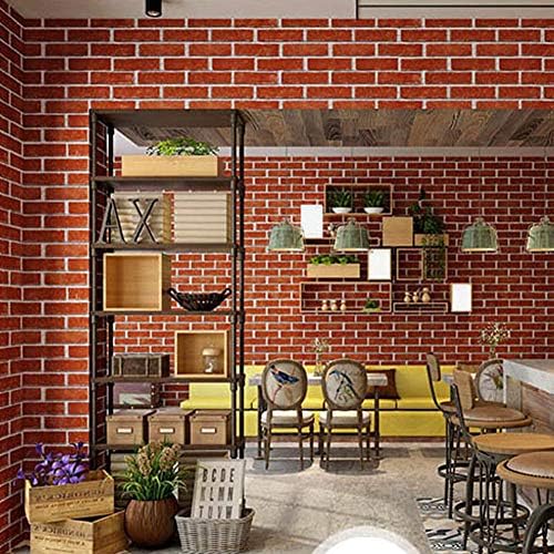 Lependor 17.71" X 118" Decorative Wallpaper Self-Adhesive Wall Paper Red Brick - Image 4