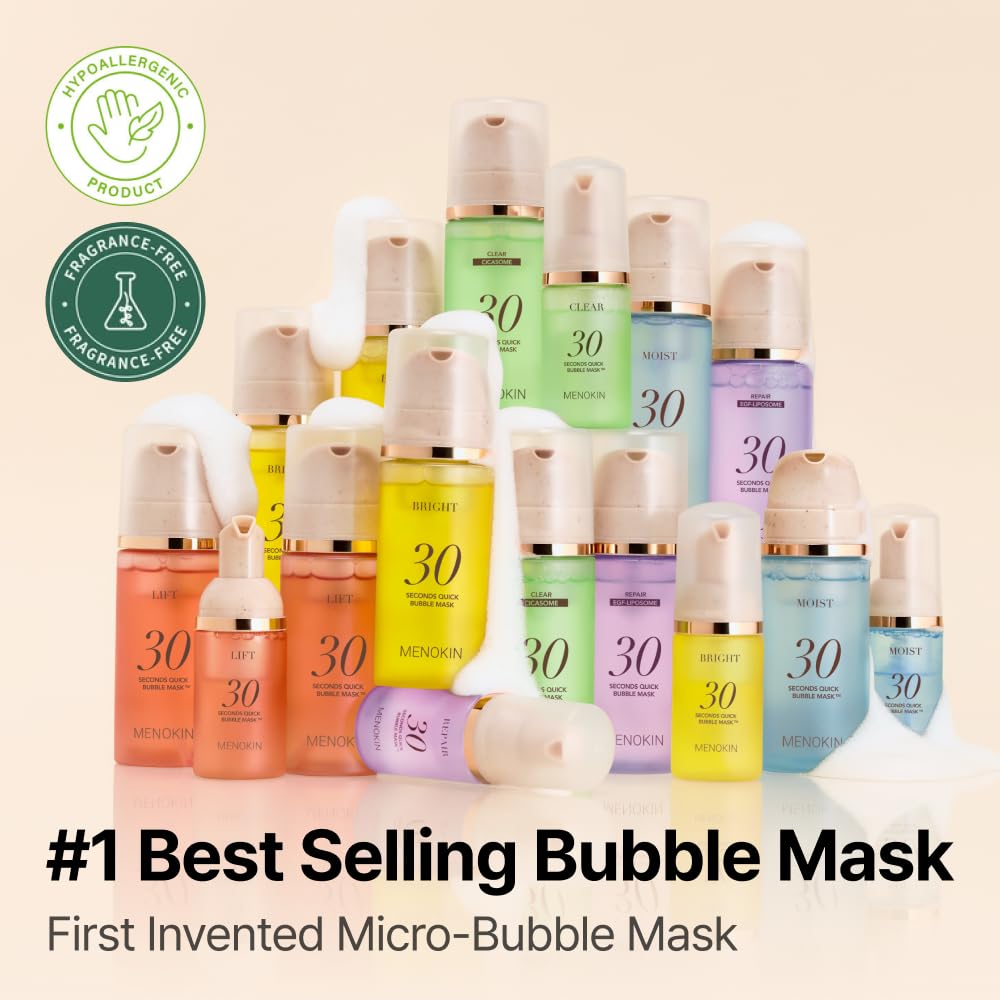 MENOKIN 30 Seconds Quick Bubble Mask [REPAIR] - [EGF Liposome] in Micro-bubbles for Skin Restoration, Hypoallergenic Bubble Capsule for Deep Repair, Korean Skin Care Essential, 70 Uses, fl.oz