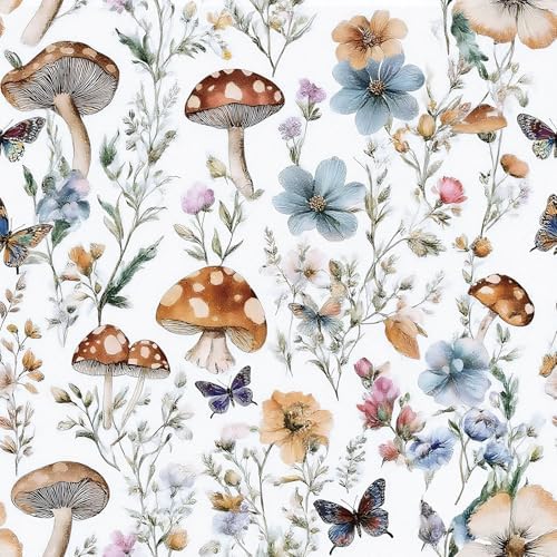 Froluya Mushroom Wallpaper Peel and Stick Boho Contact Paper 16.9" x 118.1" by Froluya