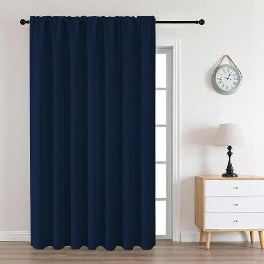CUCRAF Navy Blue Blackout Curtains Customize, Rod Pocket Room Darkening Curtain by CUCRAF