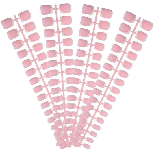 French Tip Press on Nails, 160PCS Gel Nail Tips with 5 Strips, 16 Sizes Pre-applied Primer Classic French Fake Nails, No Need to File, S Square Pink, DIY Nails Art Design Gifts for Women