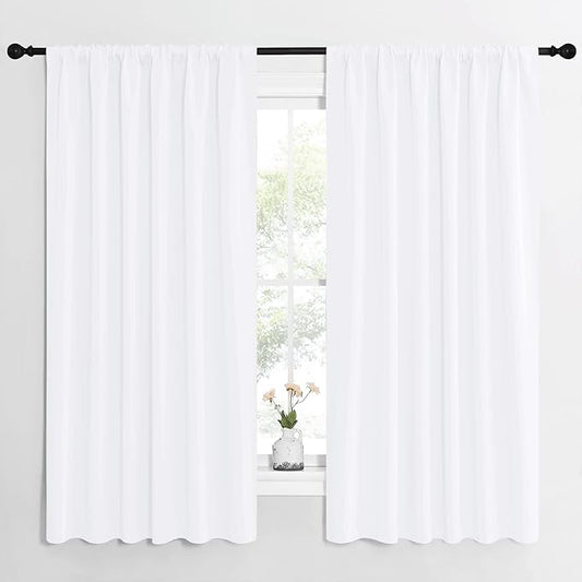 NICETOWN White Curtains, 50% Light Blocking Curtain Panels by NICETOWN