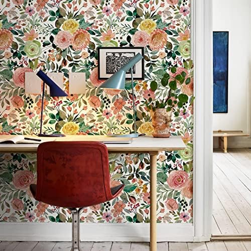 Simon&Siff Pink Colorful Floral Peel and Stick Wallpaper, 17.3"x120" - Image 3