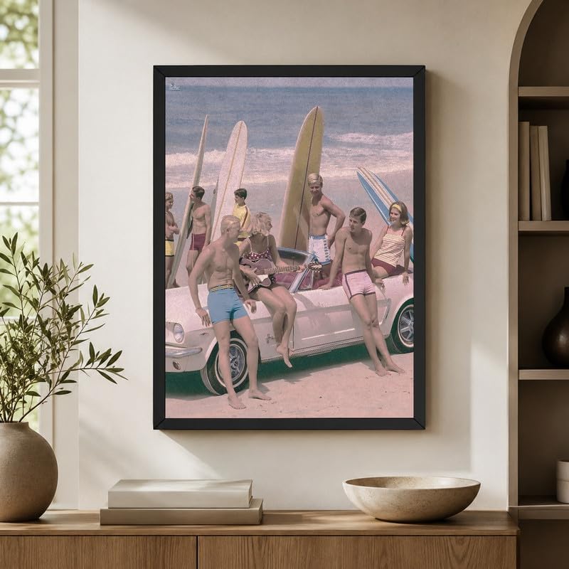 InkFlow Posters Surfers on a Beach Canvas Poster - Image 6
