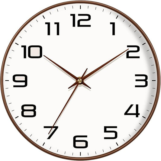 Woodgrain Wall Clock–Silent Non-Ticking Wall Clocks Battery Operated 8 Inch by MABPEDO
