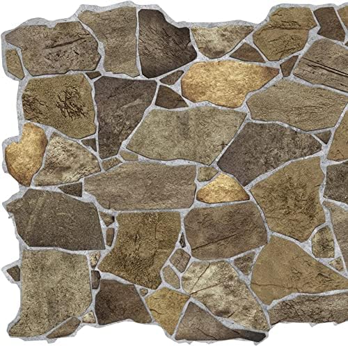 Dundee Deco 3D Wall Panels Faux Stone PVC Brown, 3.2 ft X 2.1 ft, Interior - Image 4