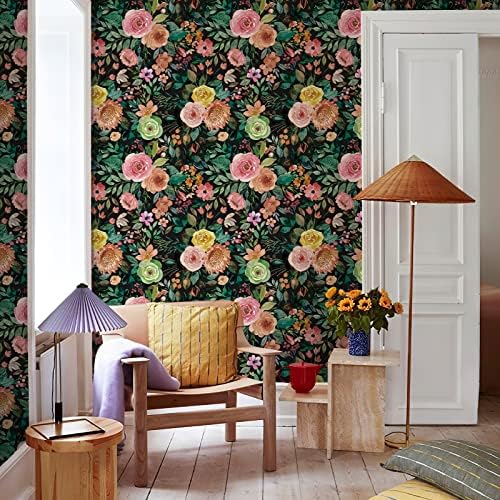 Simon&Siff Dark Floral Peel and Stick Wallpaper, 17.3" x 400" - Image 4