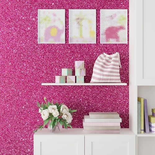 Hot Pink Glitter Wallpaper Self Adhesive Sparkle Pink Contact Paper - Image 2