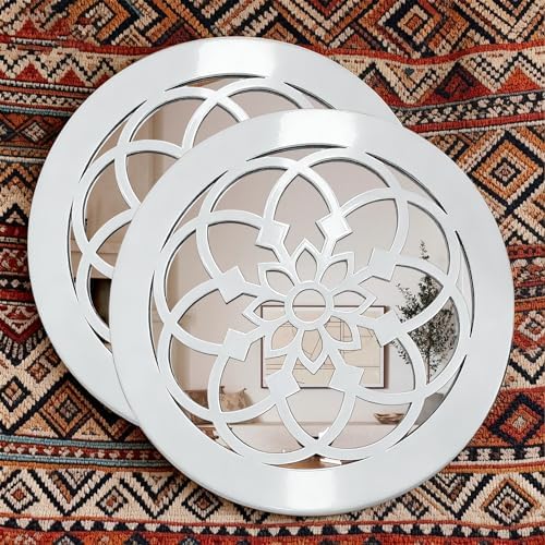 Set of 2 Boho Round Wall Mirror - Image 4