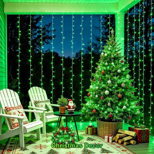 JMEXSUSS 300 LED Green Curtain Lights - Image 4