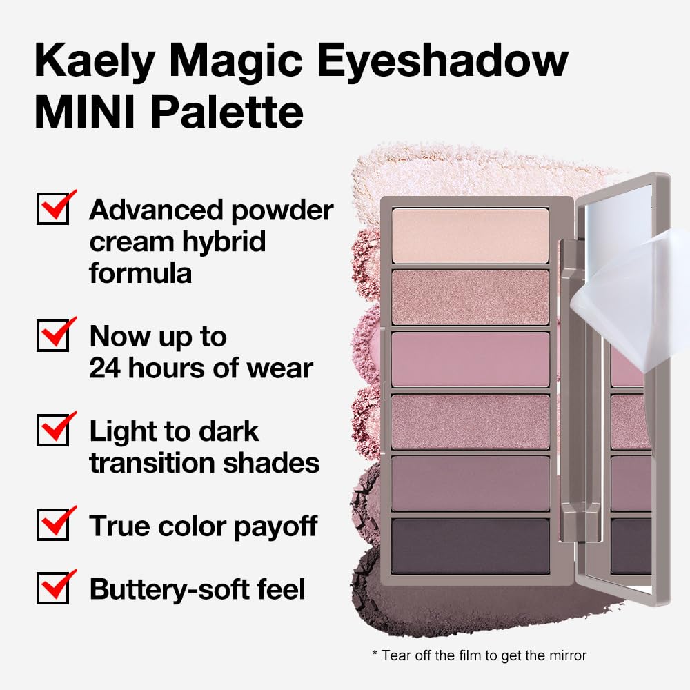 evpct 6 Colors Eye Shadow Palette Makeup for Older Women Green Eyes, Nude Pink Mauve Rose Gold Black Coffee Sparkle Shimmer Glitter Matte High Pigment Mini Travel Eyeshadow Palette, Built in Mirror
