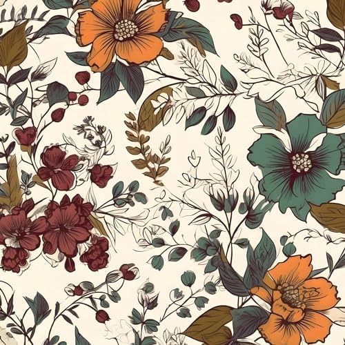 Danodoi Yellow Vintage Floral Peel and Stick Wallpaper 17.5" x 787" by DANODOI