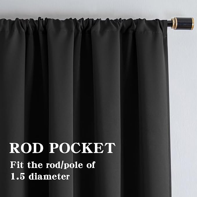 IGEMAEVE Blackout Curtains 90 Inch Length 2 Panels Set, Rod Pocket Energy - Image 2