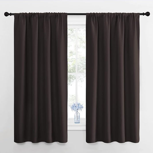 NICETOWN Window Curtains for Bedroom, Toffee Brown, 2 Panels, W42 x L48 -Inch by NICETOWN