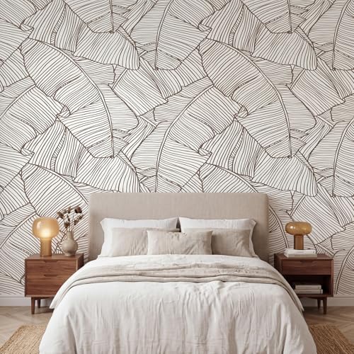 Banana Leaf Peel and Stick Wallpaper Minimalist Leaves Wall Mural by LOOWAP