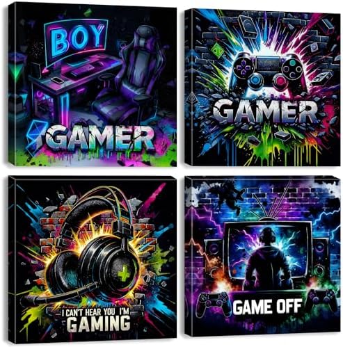 Gamer Wall Art Cool Game Room Decor by BLBORLINART