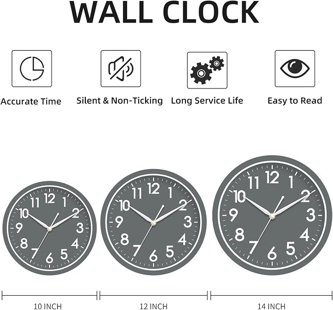 AKCISOT Wall Clock Bathroom 10 Inch Analog Small Wall Clocks Battery Operated - Image 3
