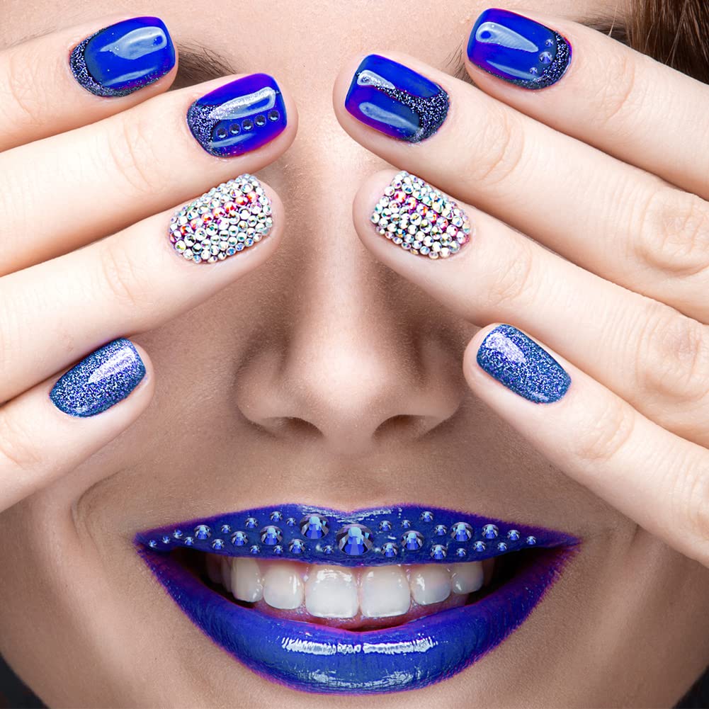 1440Pcs Blue Crystal Rhinestones,Glass Flatback Rhinestones Gemstones for Nail Face Makeup Art Crafts Clothes Decoration -(SS12,3.0mm,Blue)