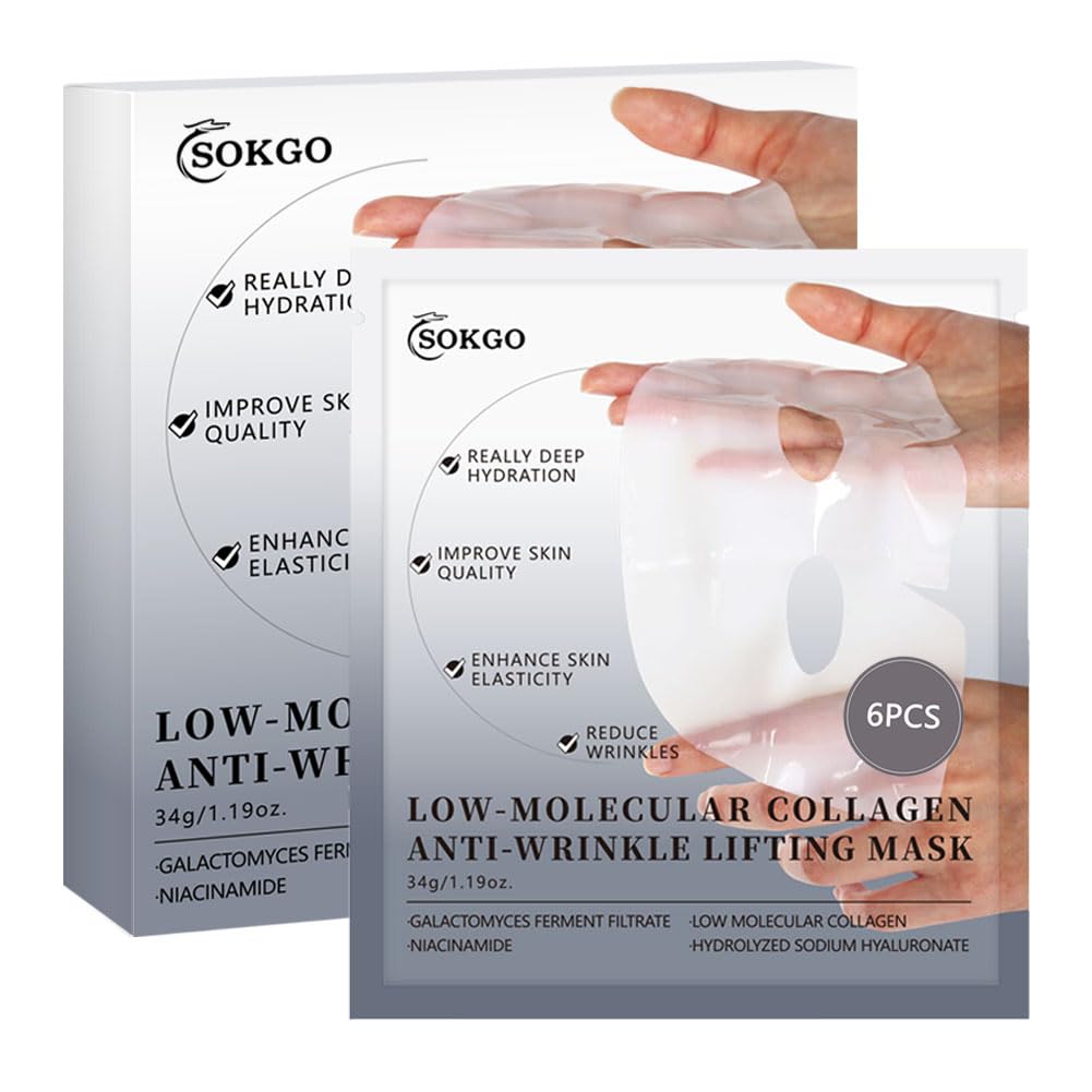 Low Molecular Weight Collagen Overnight Hydrogel Mask, Enhances Skin Elasticity, Reduces Pores, Transforms from White to Transparent Upon Absorption Skin Care Treatment