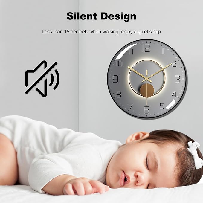 Ergocar Silent Modern Wall Art Deco Clock, Suitable - Image 4