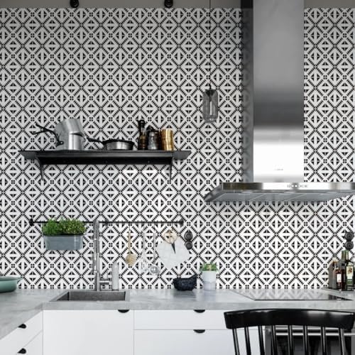 Jeweluck Black and White Geometric Peel and Stick Wallpaper 17.7” × 118.1” - Image 5