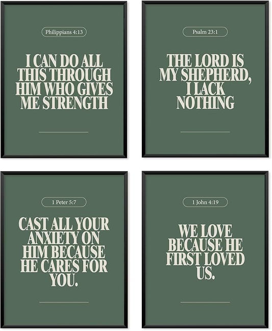 Locomiss Sage Green Christian Wall Art Decor Posters, Modern Bible Verse by Unknown