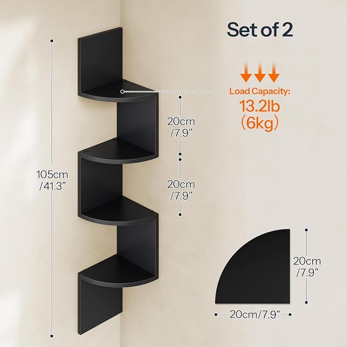 HOOBRO Corner Shelf Wall-Mounted, 4-Tier Corner Bookshelves - Image 3