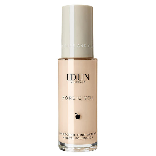 Liquid Foundation Nordic Veil, Saga, Full Coverage, Long Lasting, Matte Finish for Normal to Oily Skin, Purified Minerals, Safe for Sensitive Skin, Light Neutral, 0.88 Oz