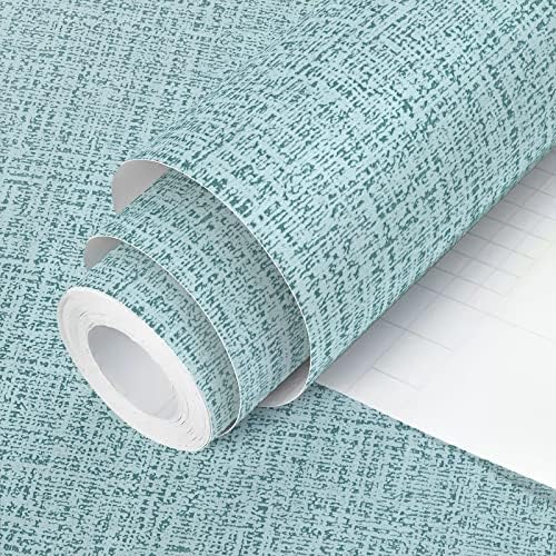 Teal Wallpaper Grasscloth Peel and Stick Wallpaper 17.7in x 393in by lenify