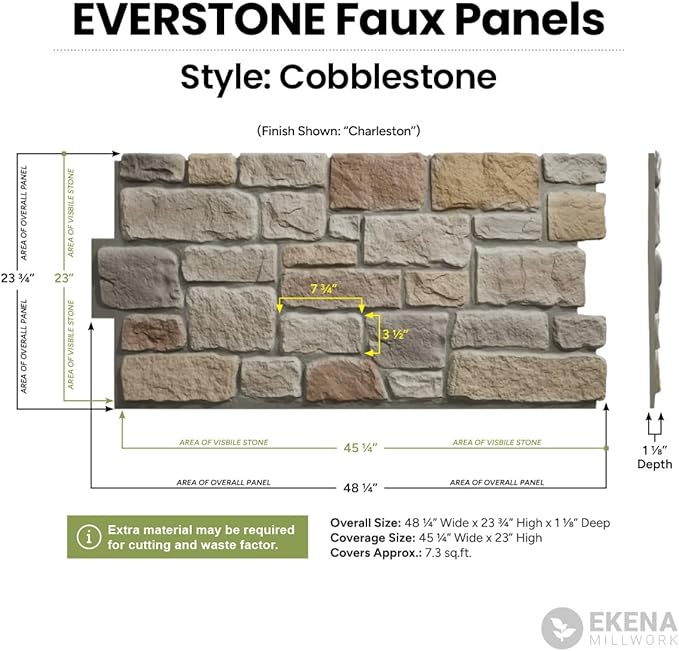 EverStone Cobblestone Faux Stone Panel, Birch Color - Image 2