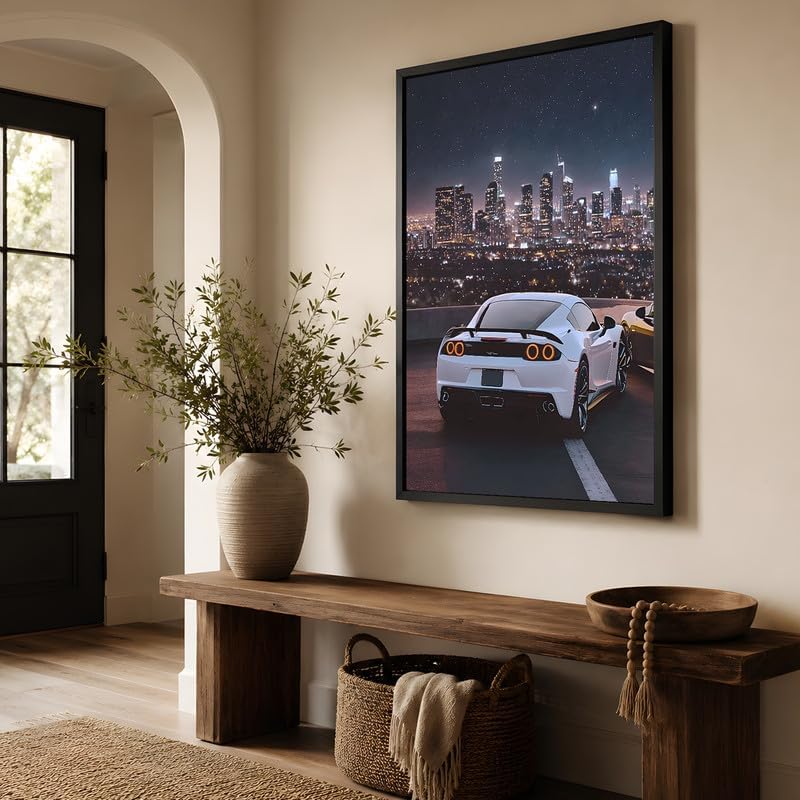 InkFlow Posters City Skyline Sports Car Canvas Poster - Image 3