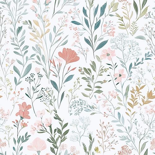 Froluya Wildflower Peel and Stick Wallpaper Pink Boho Floral Contact Paper by Froluya