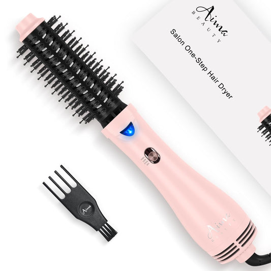 Hair Dryer Brush Blow Dryer Brush in one, Aima Beauty 1.25'' Round Brush Blow Dryer Ionic Hot Air Brush Styler Volumizer with Ceramic Coating & Tufted Bristles for Smooth and Shiny Blowout, Pink